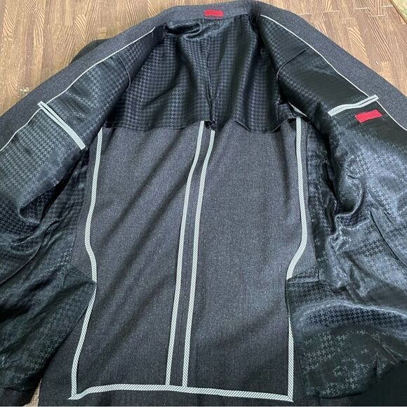 John Varvatos Wool Gray Red Striped Peak‎ Lapel Dual Vent Blazer Jacket 42R - Picture 10 of 12